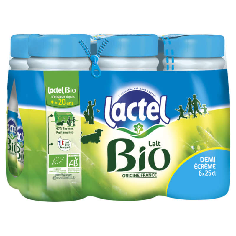 Lactel BIO semi-skimmed bottle 6x25cl