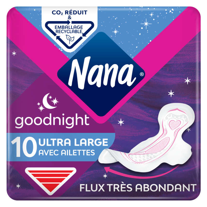 Nana Ultra Goodnight Large Sanitary Napkins x10