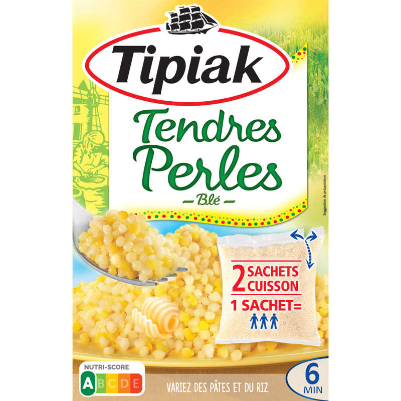 Tipiak Blé Tendres Perles Prêt en 5min Sachets Cuisson x2, 350g Tipiak Blé Tendres Perles Prêt en 5min Sachets Cuisson x2, 350g