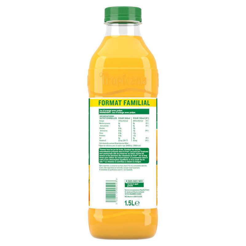 Tropicana Pure Orange Juice with Pulp 1.5L Bottle