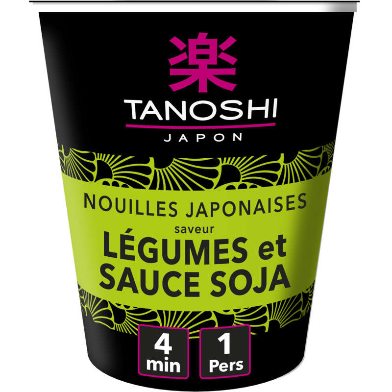 Tanoshi Japanese Noodles, Vegetable Flavor and Soy Sauce 65 G