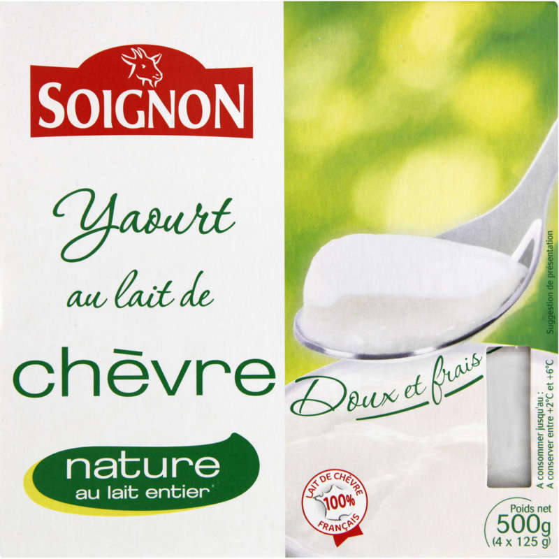 Soignon Natural whole goat's milk yogurt 4x125g