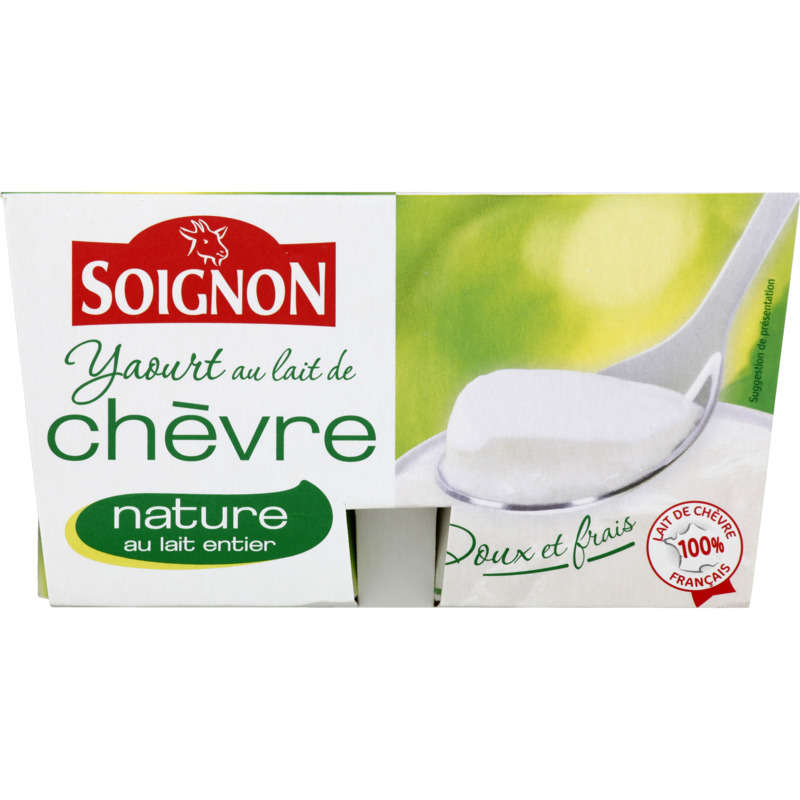 Soignon Natural whole goat's milk yogurt 4x125g