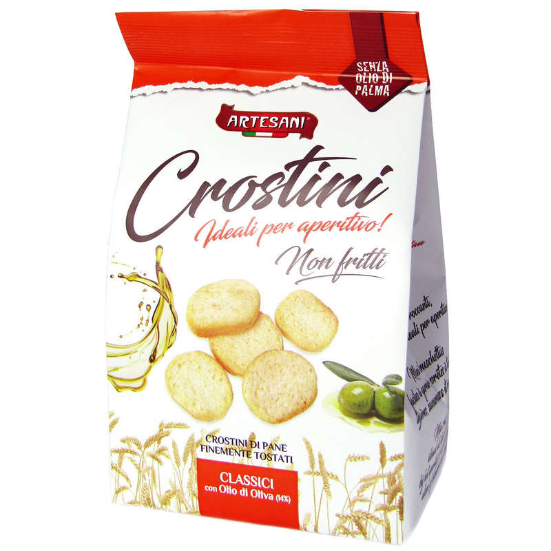 Crostini biscuits salées à l'huile d'olive 100g Crostini biscuits salées à l'huile d'olive 100g
