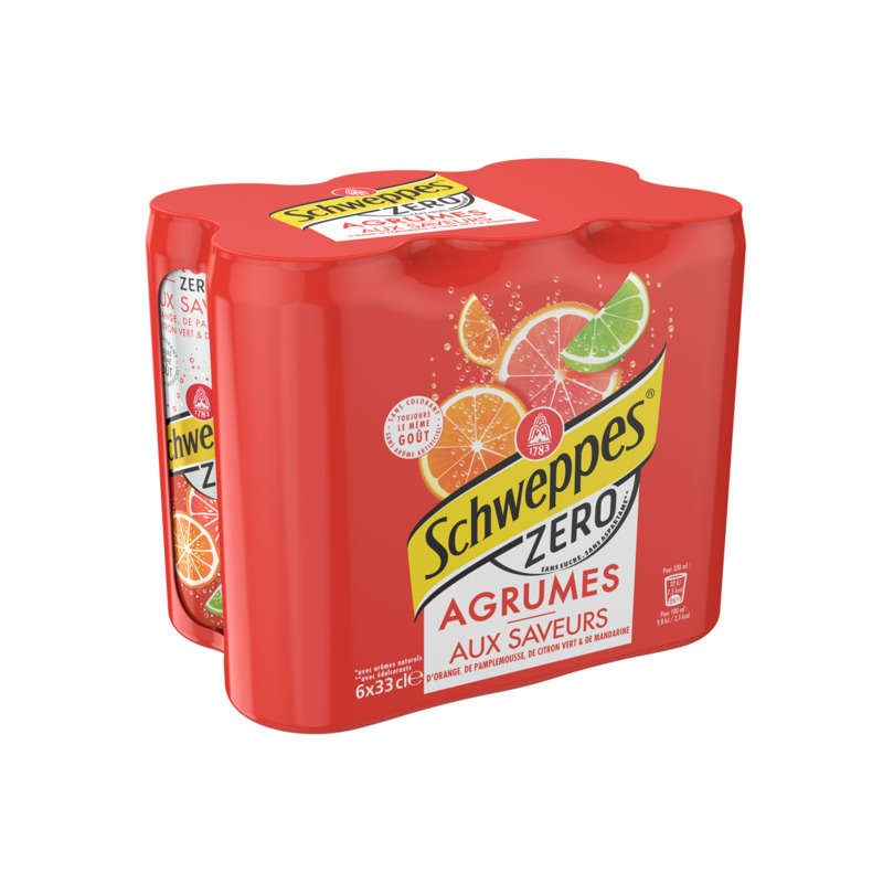 Schweppes Zéro Agrumes Boisson Gazeuse Pack De 6X33 Cl Canettes Schweppes Zéro Agrumes Boisson Gazeuse Pack De 6X33 Cl Canettes