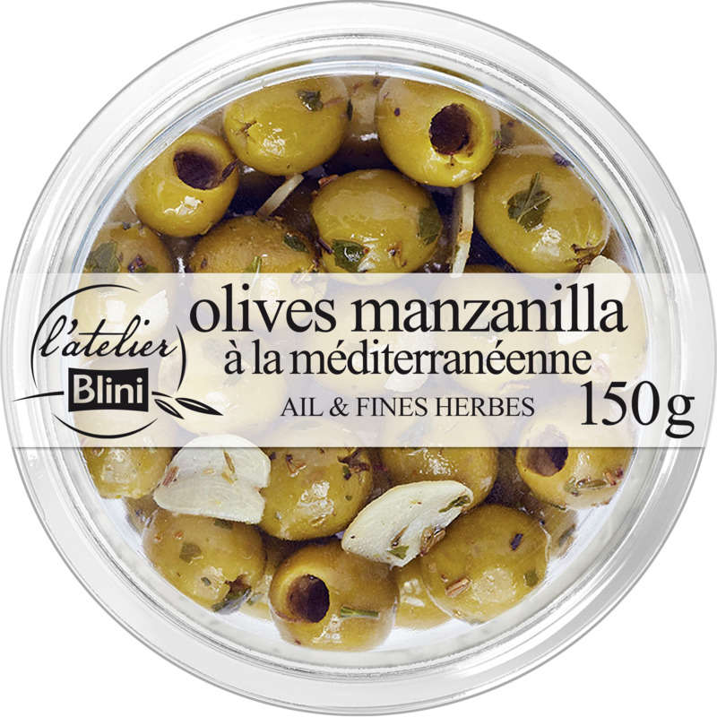 L'atelier Blini Mediterranean Manzanilla Olives 150g