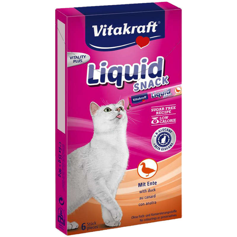 Vitakraft Cat Liquid-Snack Canard & Bêta-Glucanes X6 Vitakraft Cat Liquid-Snack Canard & Bêta-Glucanes X6