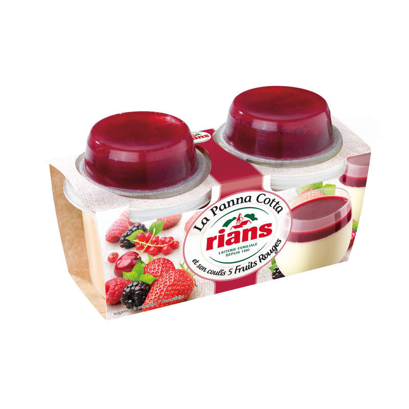 Rians La Panna Cotta et son coulis 5 fruits rouges 2x120g Rians La Panna Cotta et son coulis 5 fruits rouges 2x120g