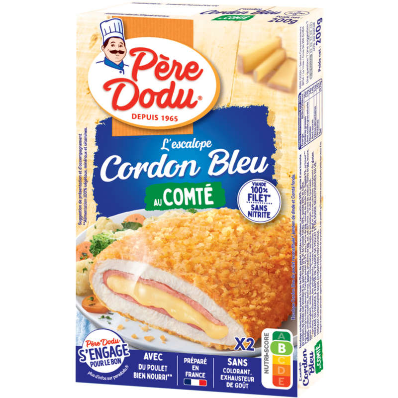 Père Dodu Escalopes de cordon bleu au comté 200g Père Dodu Escalopes de cordon bleu au comté 200g