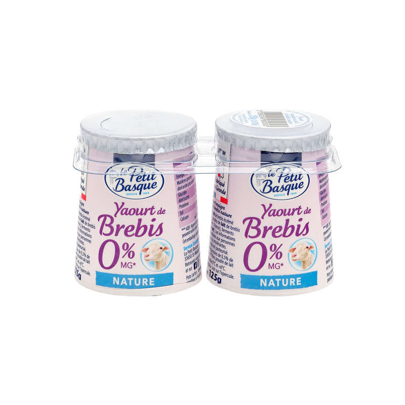 Le petit basque yaourt de brebis nature 0% 2x125g Le petit basque yaourt de brebis nature 0% 2x125g