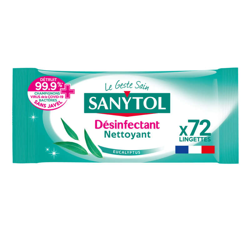 Sanytol Lingettes Désinfectantes Multi-Usages Eucalyptus X48 Sanytol Lingettes Désinfectantes Multi-Usages Eucalyptus X48