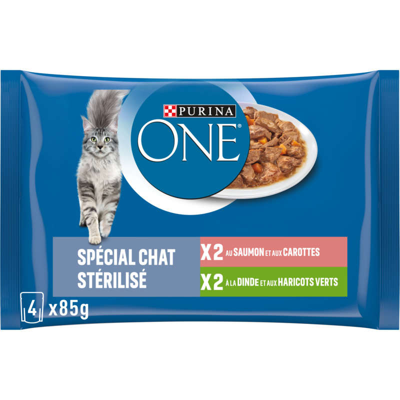 Purina One Sterilized Cat Pâté with Salmon and Turkey 4x85g