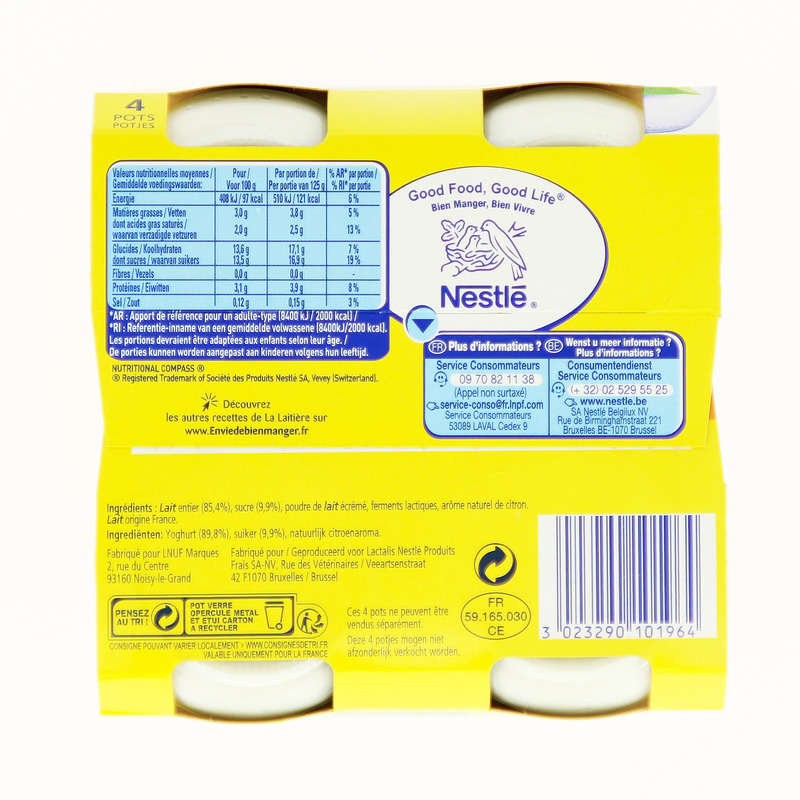 The dairy yogurt lemon flavor 4x125g