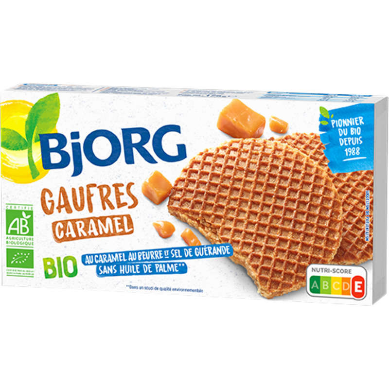 Bjorg Waffles with Butter Caramel and Guérande Salt, Organic 175G