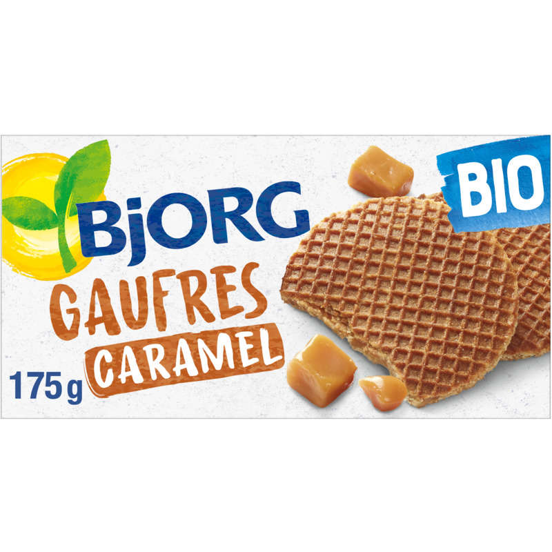 Bjorg Waffles with Butter Caramel and Guérande Salt, Organic 175G