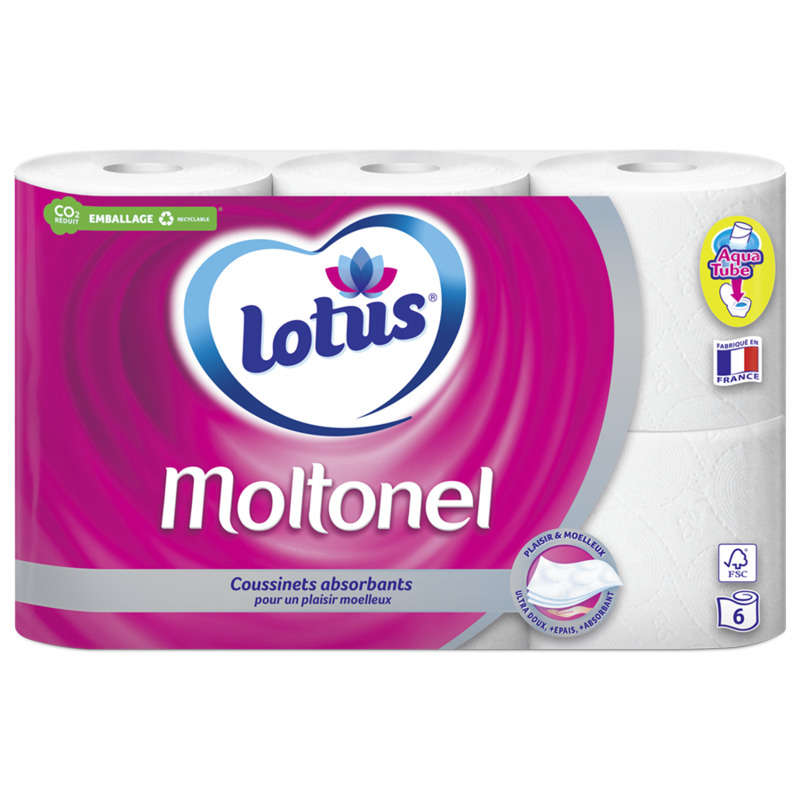 Lotus Toilet Paper Moltonel x6 rolls (white or pink)