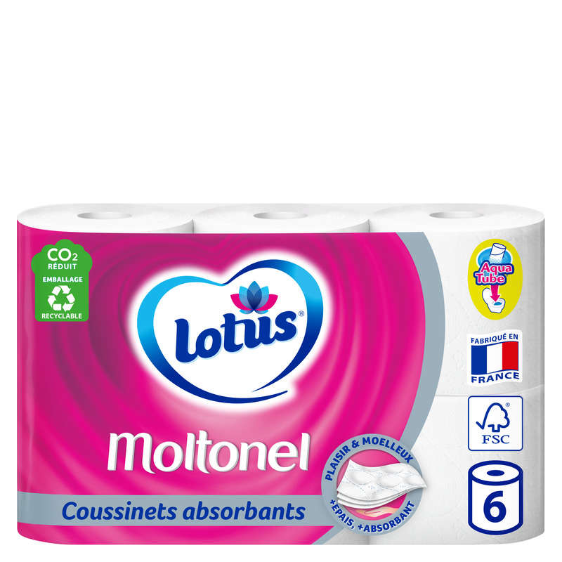 Lotus Toilet Paper Moltonel x6 rolls (white or pink)