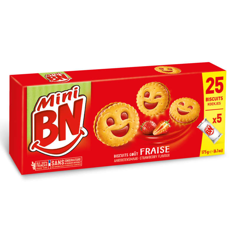 Mini BN Biscuits filled with strawberry pulp 175g Mini BN Biscuits filled with strawberry pulp 175g