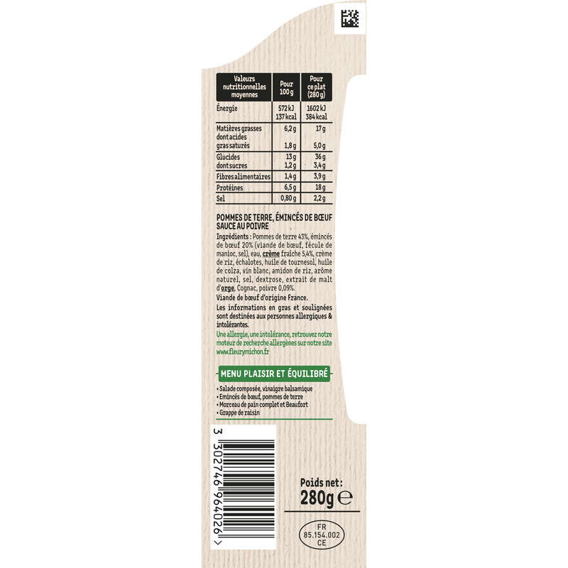 Fleury Michon Sliced Beef Potatoes Pepper Sauce 280g