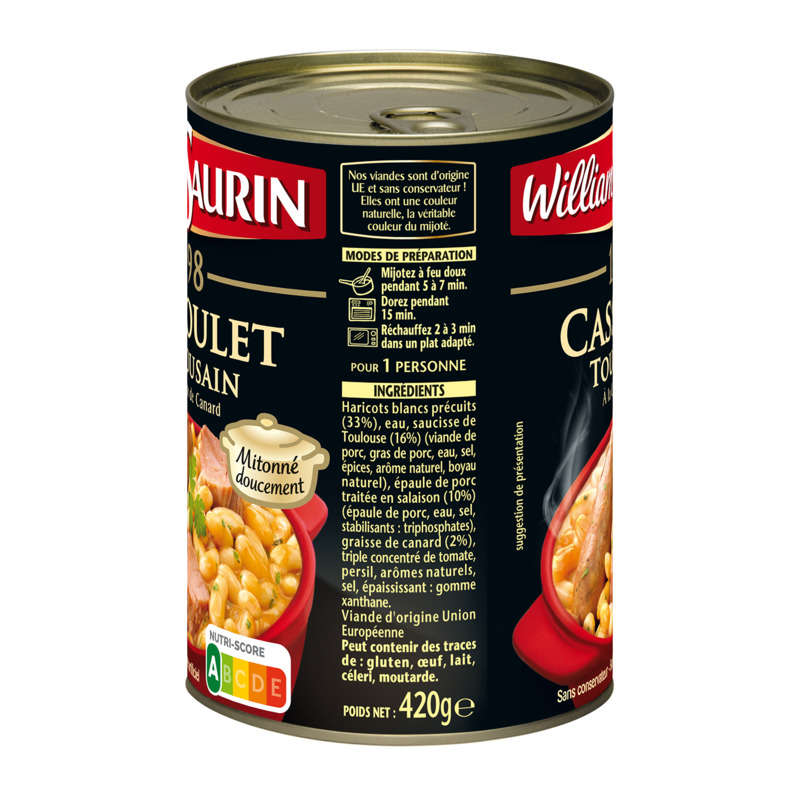 William Saurin Cassoulet Toulousain with goose fat 420g