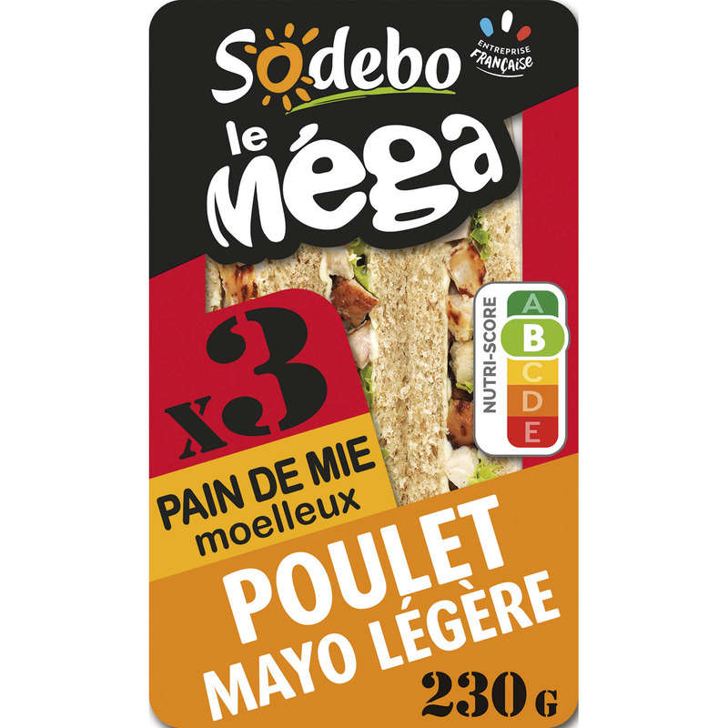 Sodebo Mega Club Sandwich complete roast chicken light mayo 230g