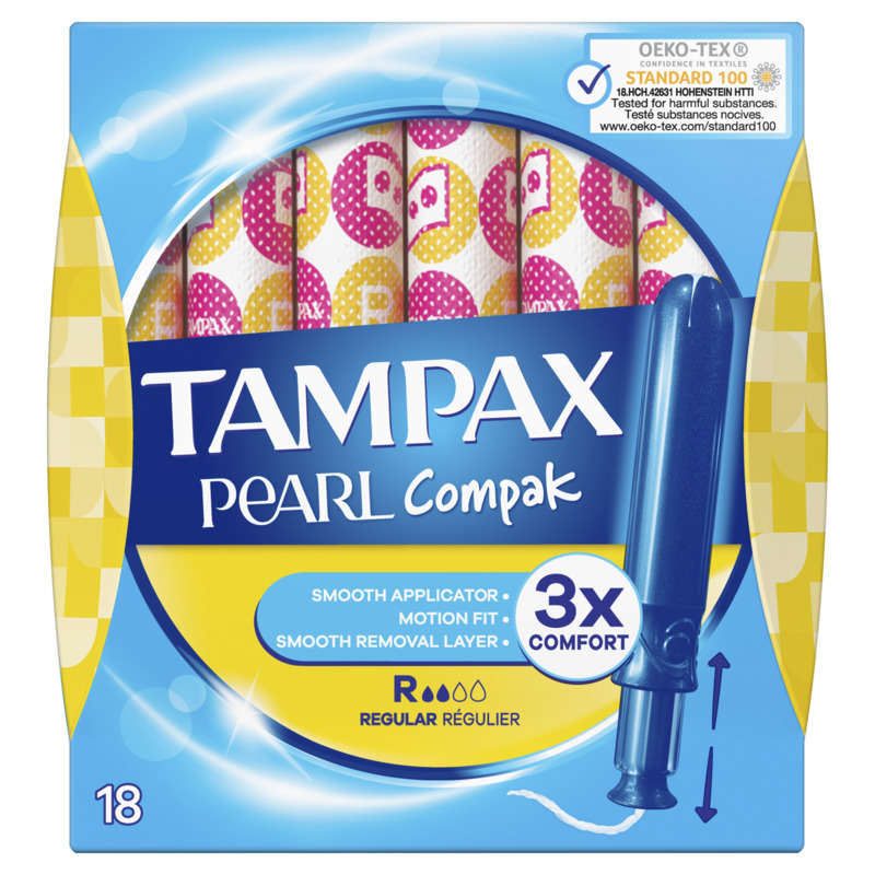 Tampax Pearl Compak Regular Flow Tampons X18
