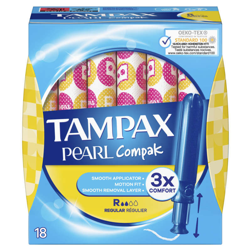 Tampax Pearl Compak Regular Flow Tampons X18
