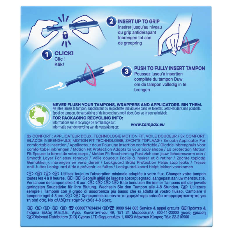 Tampax Pearl Compak Regular Flow Tampons X18