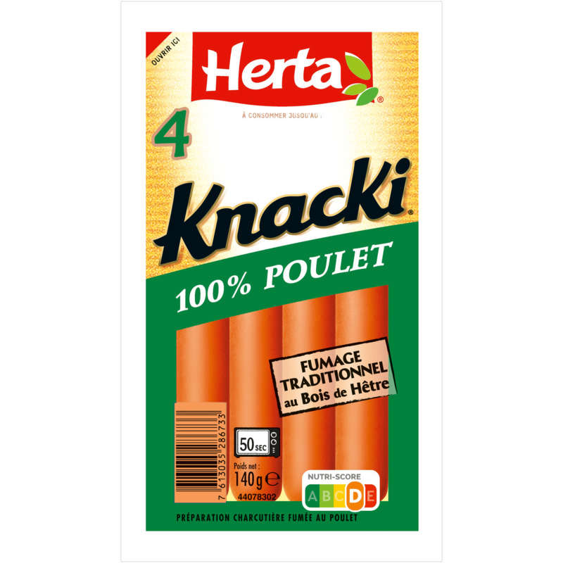 Herta Knacki saucisses 100% poulet x4 Herta Knacki saucisses 100% poulet x4