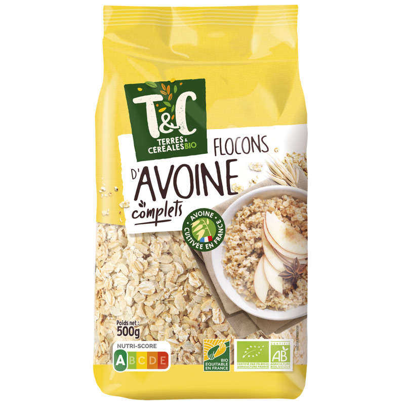 Terres et Céréales Whole grain oat flakes, organic 500g