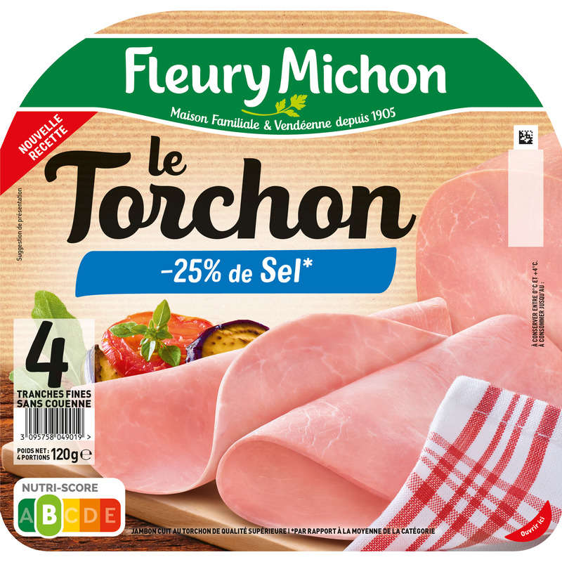 Fleury Michon Ham Le Torchon -25% Salt X4
