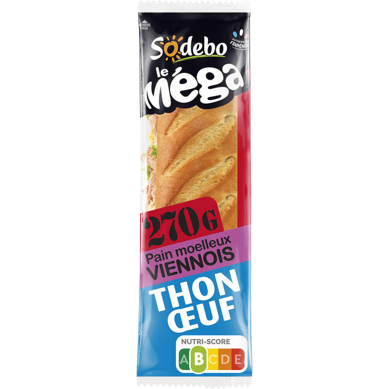 Sodebo Sandwich Mega Viennese baguette tuna egg cocktail sauce 270g