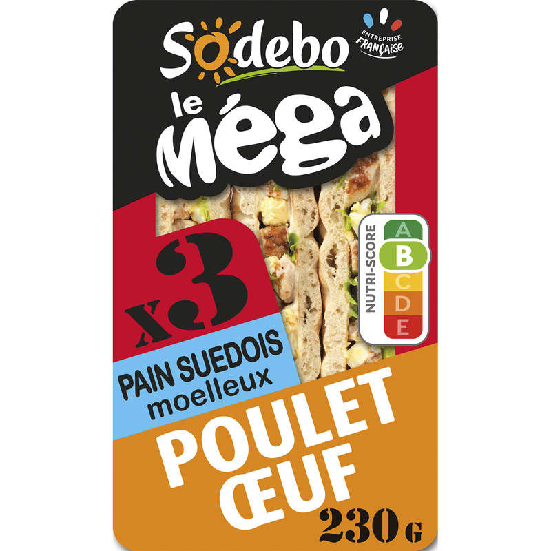 Sodebo Sandwich Mega Swedish Club Roast Chicken Egg 230g