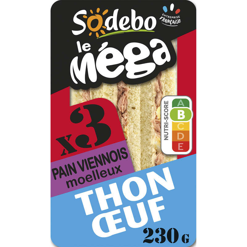 Sodebo Sandwich Mega Viennese club tuna egg light mayo 230g