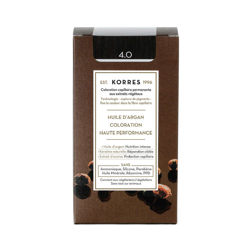 Korres Coloration huile d'argan Brown 4.0 145ml Korres Coloration huile d'argan Brown 4.0 145ml
