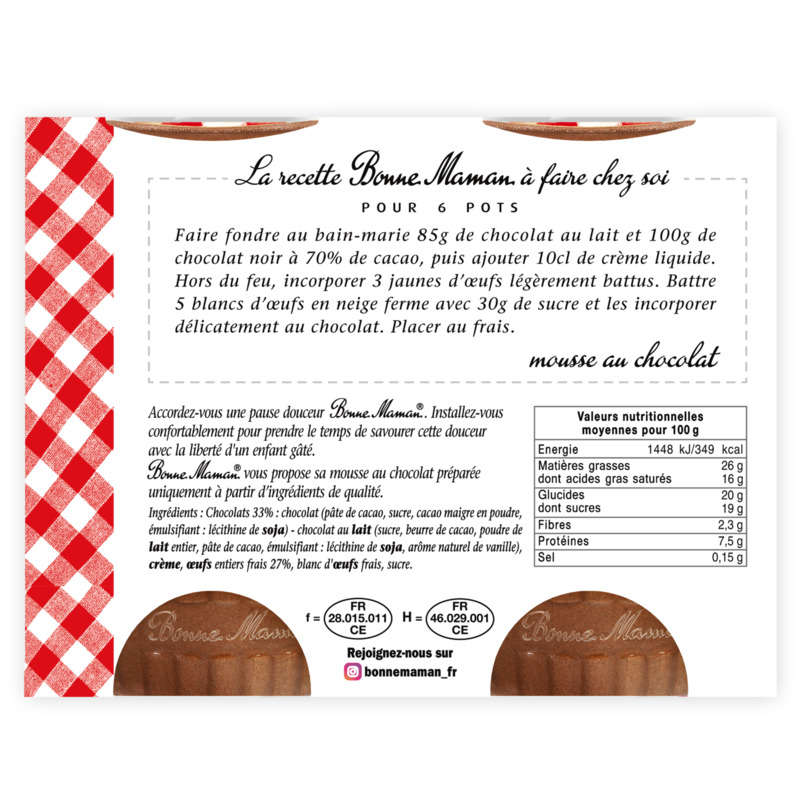 Bonne Maman Chocolate Mousse 4x50g