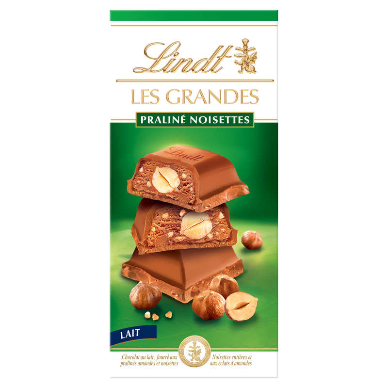 Lindt Les Grandes Bar Milk Chocolate Hazelnut Praline 225 g