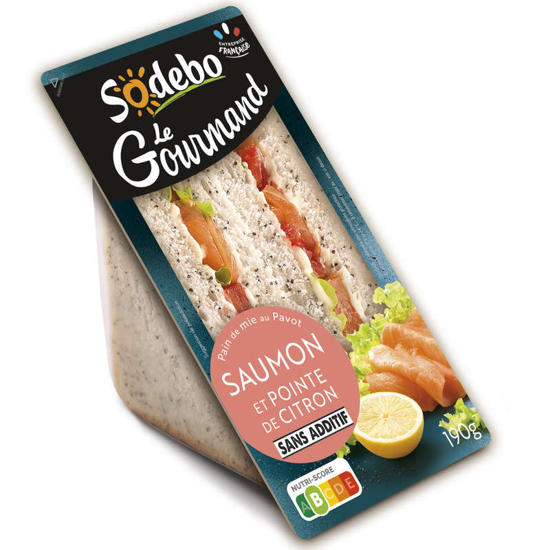 Sodebo Sandwich Gourmand club poppy salmon lemon tip 190g