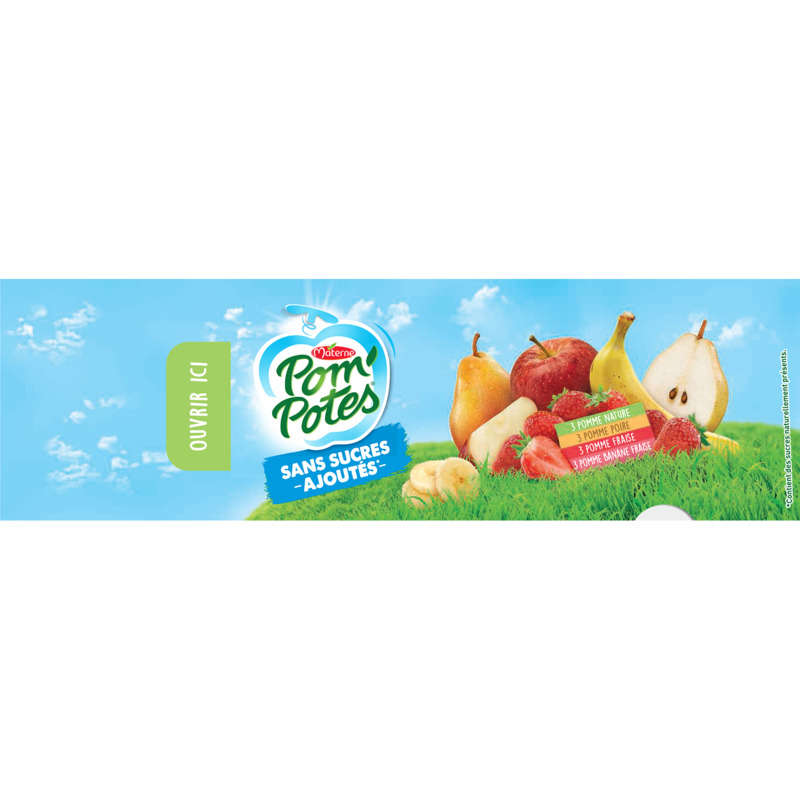 Pom'Potes Apple/Apple Pear/Apple Strawberry/Apple Banana Strawberry 12X90G