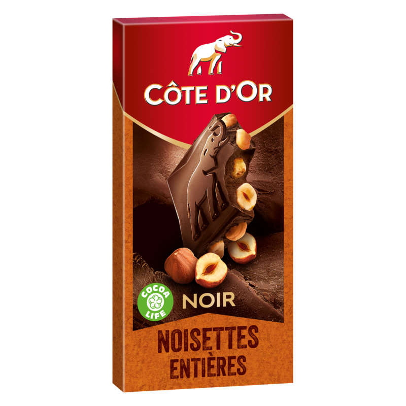 Côte d'Or Tablette Chocolat Noir aux Noisettes Entières 180g Côte d'Or Tablette Chocolat Noir aux Noisettes Entières 180g