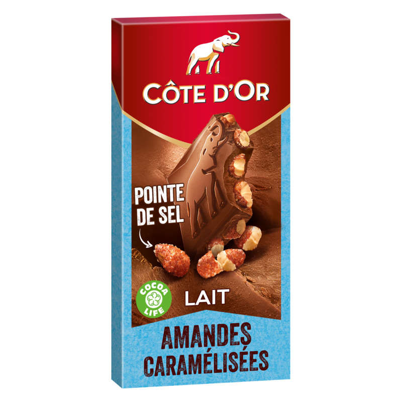 Côte d'Or Tablette Chocolat au Lait à la Pointe de Sel et Amandes 180 g Côte d'Or Tablette Chocolat au Lait à la Pointe de Sel et Amandes 180 g