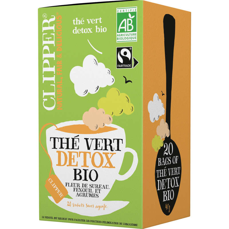 Clipper Thé Vert Détox Bio Fleur De Sureau, Fenouil & Agrumes 40G Clipper Thé Vert Détox Bio Fleur De Sureau, Fenouil & Agrumes 40G