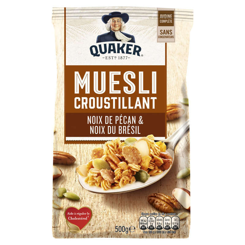Quaker Muesli Crunchy Cereal Pecans & Brazil Nuts 500g