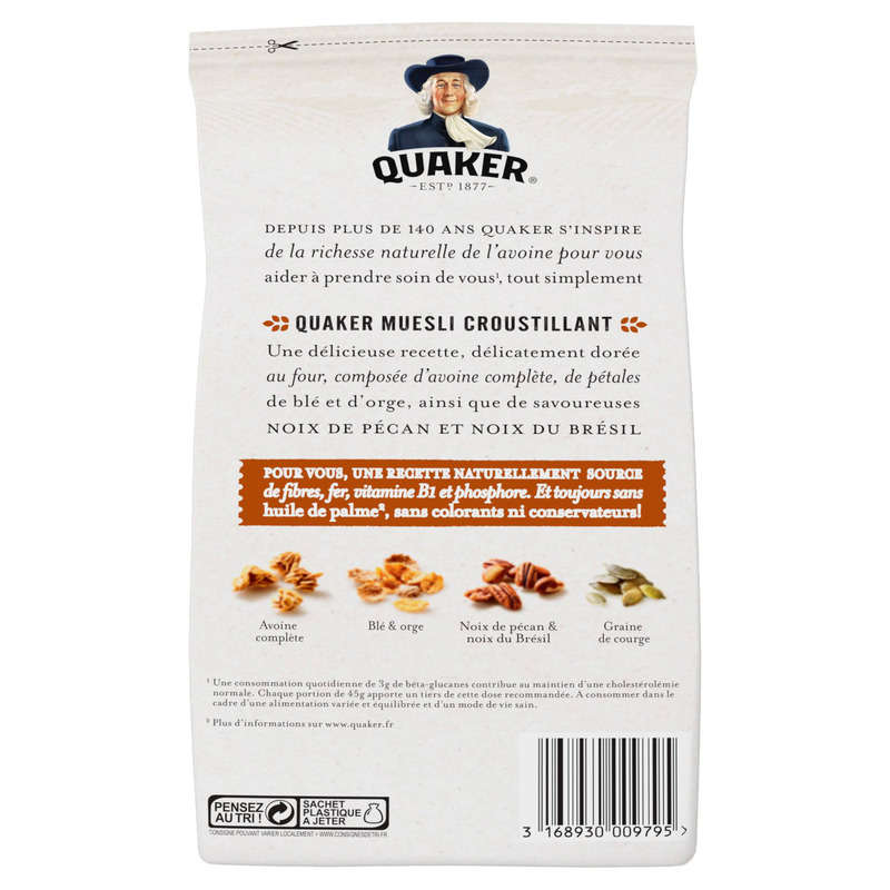 Quaker Muesli Crunchy Cereal Pecans & Brazil Nuts 500g