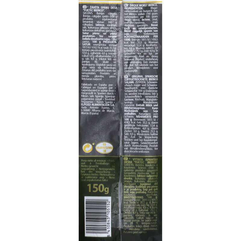 Legado Fuetec Iberian dry sausage 150g