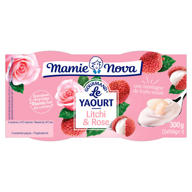 Mamie Nova Sweet Stirred Yogurt with Pink Lychee 2X150G
