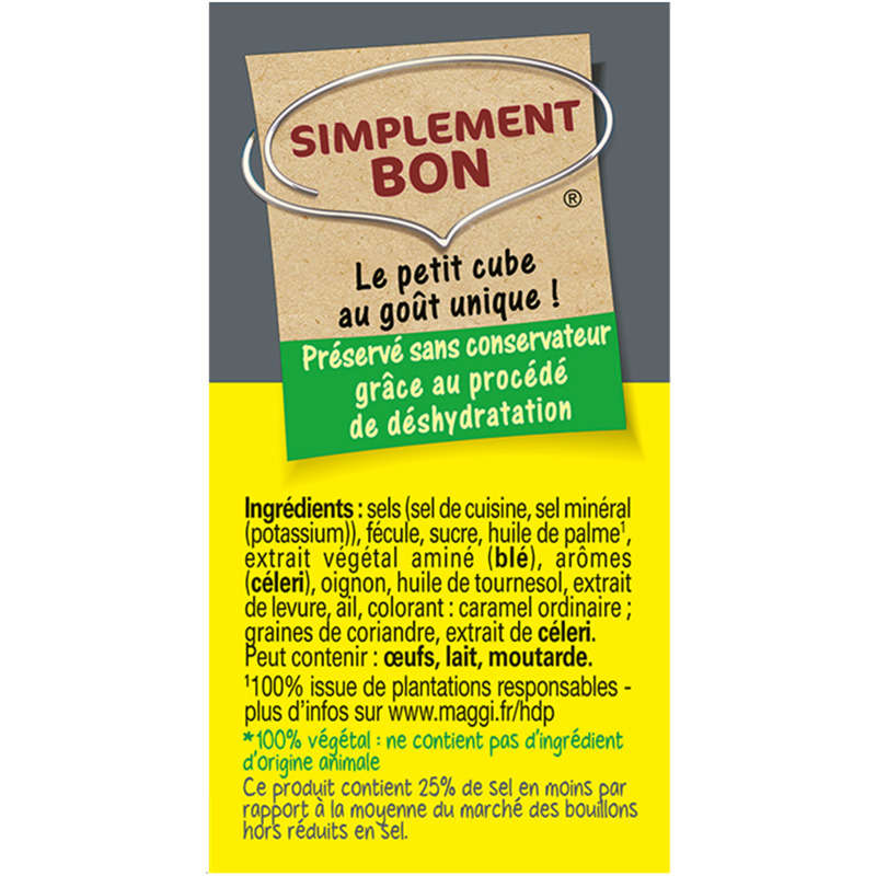 Maggi Kub Or Bouillon -25% de sel 32 cubes 121,6g