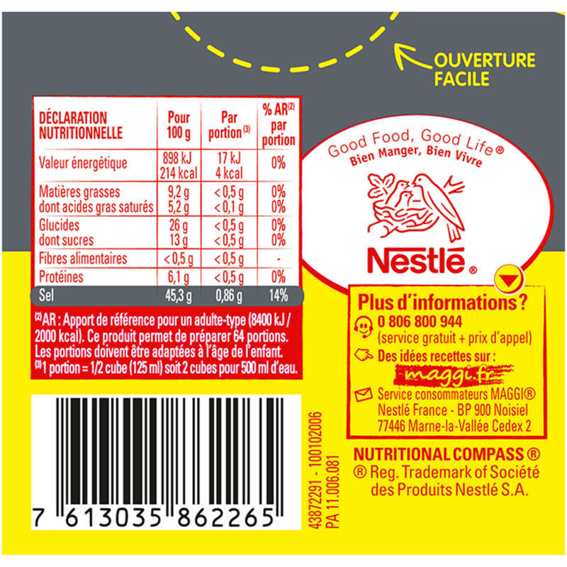 Maggi Kub Or Bouillon -25% de sel 32 cubes 121,6g