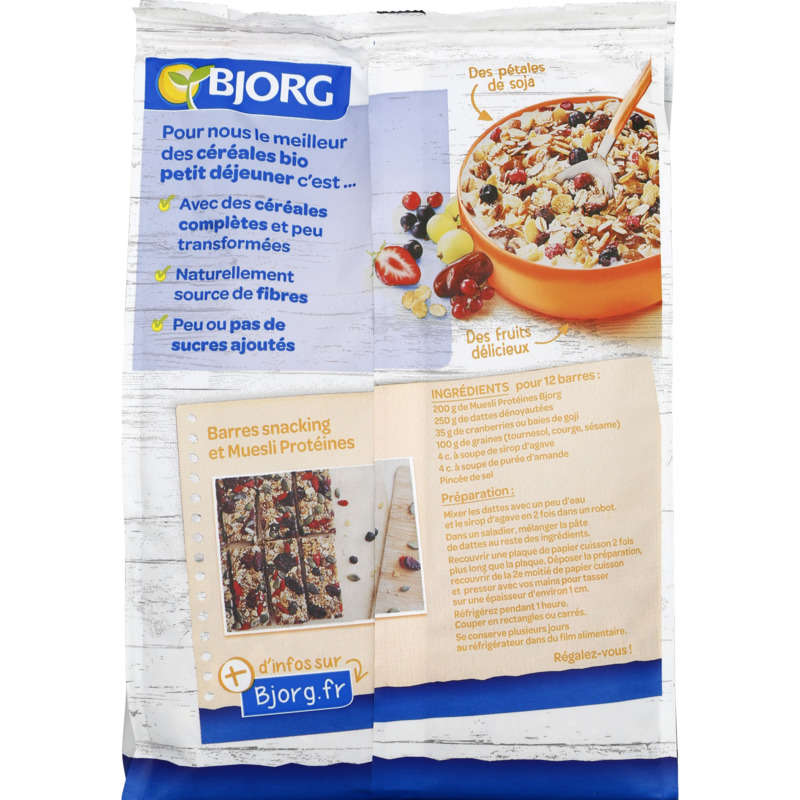 Bjorg Muesli Protein, Soy, Dates, Red Fruits, Organic 375G