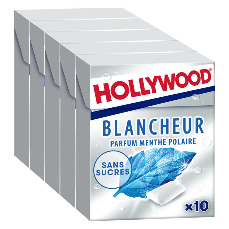 Hollywood Blancheur Chewing-gum Polar Mint sugar free 70g Hollywood Blancheur Chewing-gum Polar Mint sugar free 70g